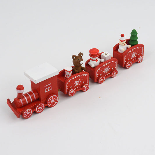 Mini Tren de Navidad Madera Rojo